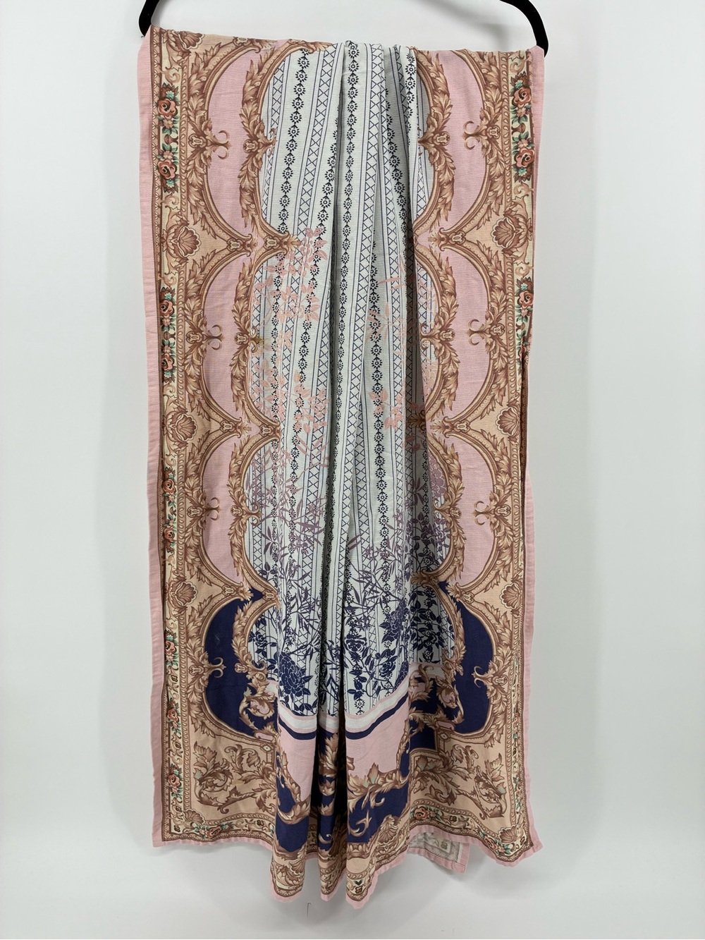 Elegant Pink & Navy Ornate Print Giant Blanket Scarf